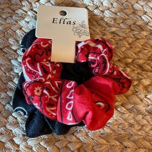 Ellas Red and Black Bandana Scrunchies